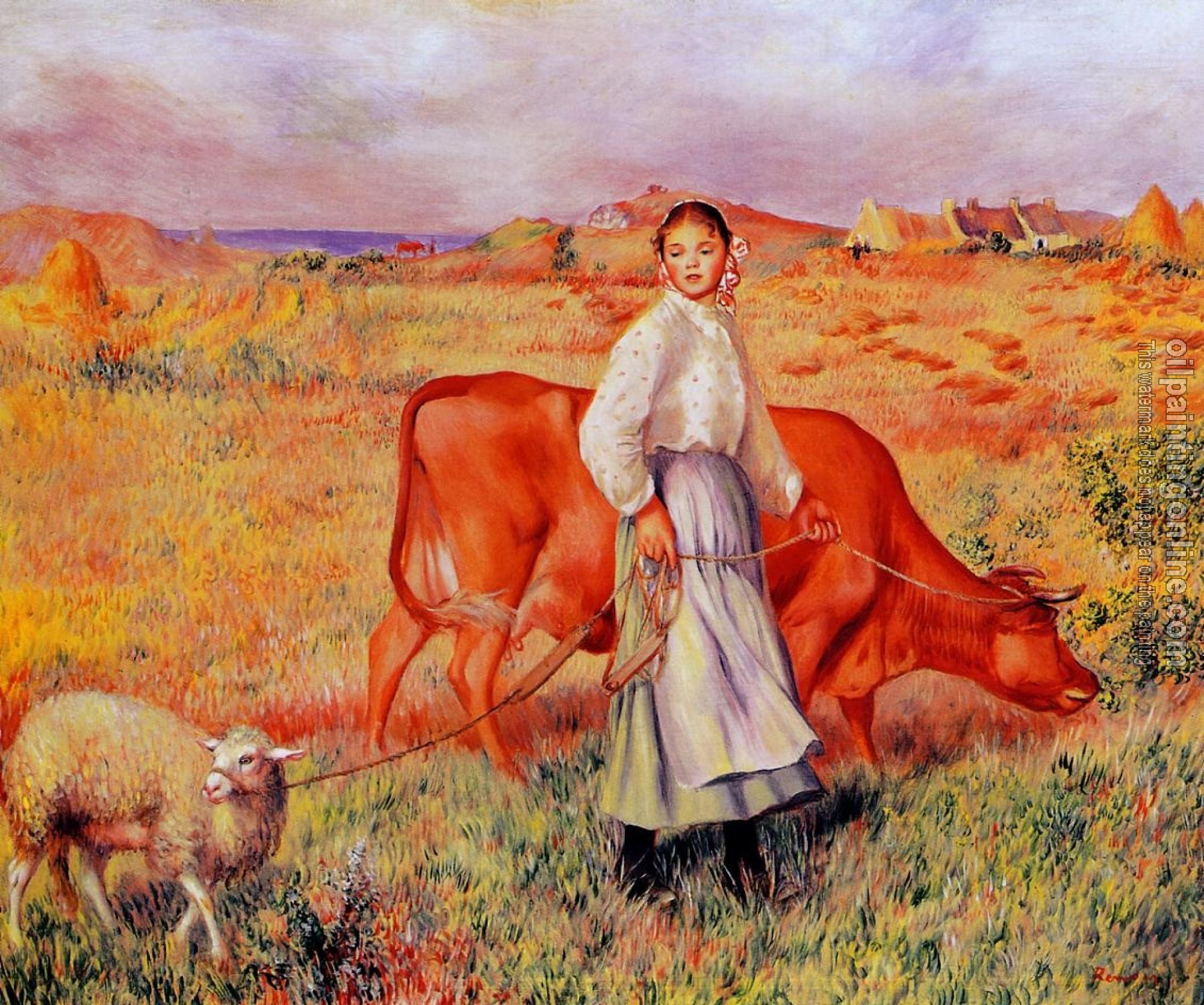 Renoir, Pierre Auguste - Shepherdess, Cow and Ewe